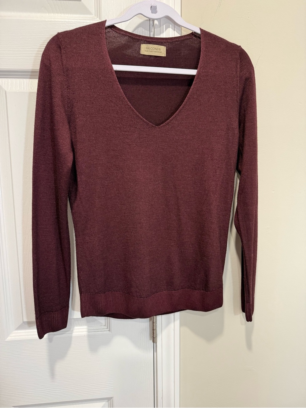 Falconeri 100% Cashmere V Neck Sweater Brown Long Sleeve Lightweight Luxury